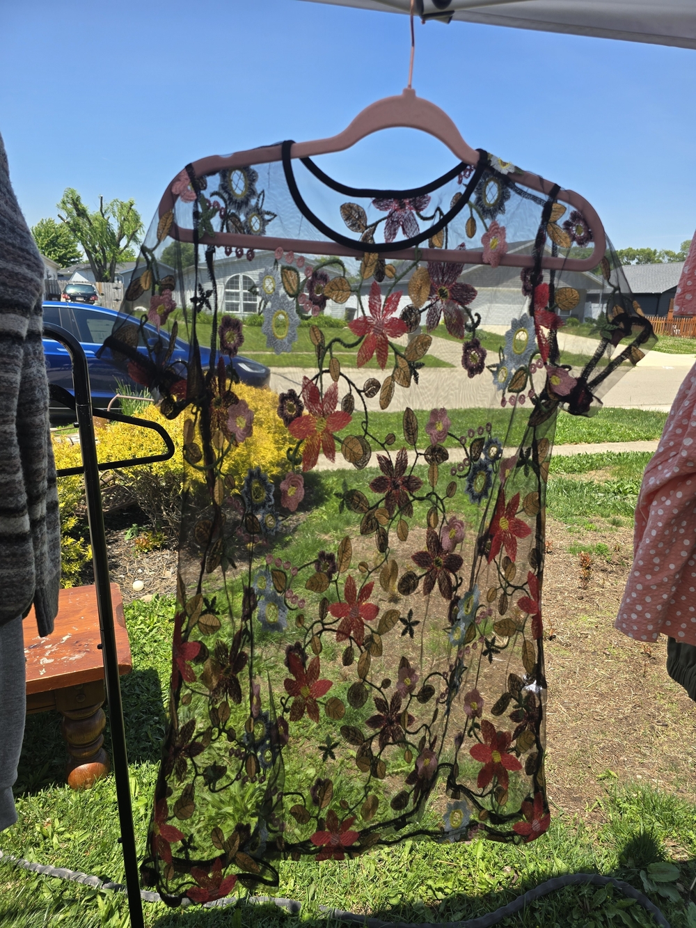 Sheer Black Floral Embroidered Mesh Dress Cover-Up - Picture 1 of 1